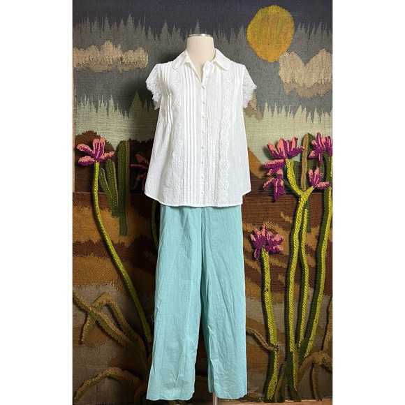 Anthropologie Eyelet Ankle Pants L - Picture 5 of 15